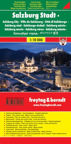 Salzburg Stadt, Stadtplan 1:10.000, Touristenplan: Stadt. Dtsch.-Engl.-Russ.-Italien.. Mit Sehenswürdigkeiten u. Umgebung d. Festspielstadt, Cityplan