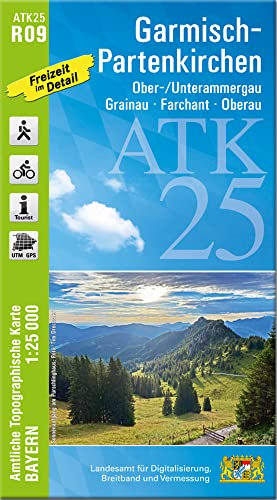 ATK25-R09 Garmisch-Partenkirchen (Amtliche Topographische Karte 1:25000): Ober-/Unterammergau, Grainau, Farchant, Oberau (ATK25 Amtliche Topographische Karte 1:25000 Bayern)