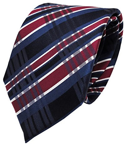 TigerTie Designer Seidenkrawatte in blau royal rot silber kariert