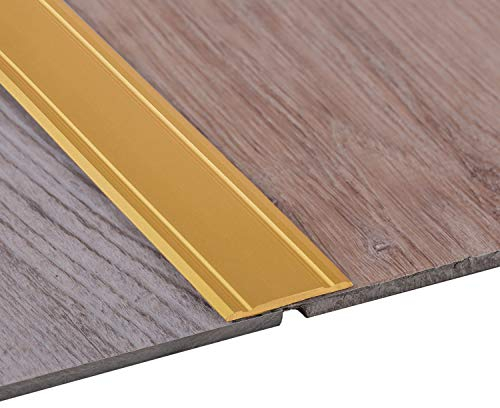 Gedotec Seuil de Porte Barre Plat | 1000 x 30 mm | 1 Pièce Profil Transition Sol Autocollant | Aluminium Laiton Anodisé | Profilé de sol - non perforé | Profilé de recouvrement pour sols