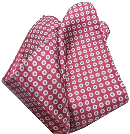 Avantgarde - Fazzoletto da taschino uomo a pallini retro pochette seta vintage style it colore fucsia scuro pallini grigi, fantasia 20