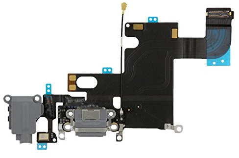 Pièce détachée compatible Apple - Nappe écouteurs (jack) / connecteur charge (dock) et micro pour iPhone 6 gris sidéral
