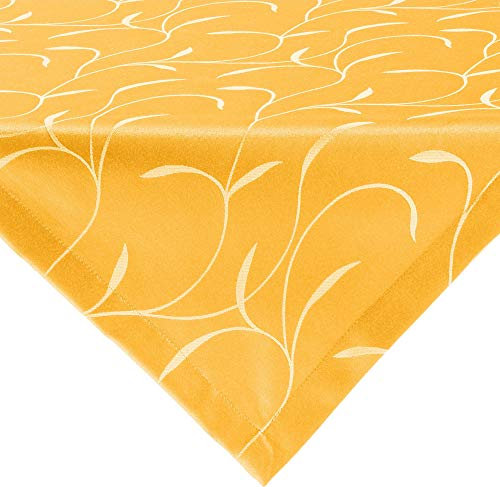 Erwin Müller Tischwäsche, Mitteldecke, Tischdecke Uni, Remscheid Mango Größe 80x80 cm - hochwertige Qualität mit Fleckschutz ausgerüstet und Kuvertsaum, Rankenmuster