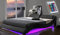Cherry Tree Furniture CORVUS Black PU Leather Bed Frame with Underbed LED (Black, 4FT6 Double)