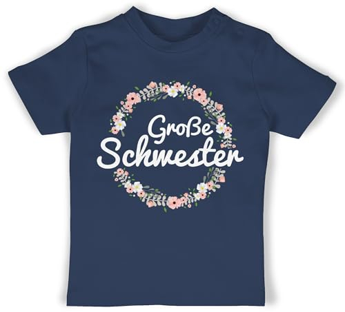 Baby T-Shirt Mädchen Jungen - Große Schwester I Geschenk - 18/24 Monate - Navy Blau - Schwestern Tshirt Geschwister t-Shirts Big Sister sis Shirt t Grosse schweste Tshirts Outfit