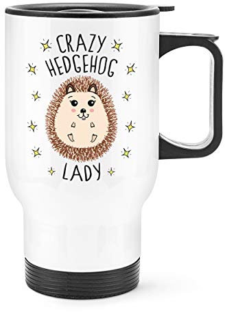 Crazy Hedgehog Lady Travel Mug Cup with Handle