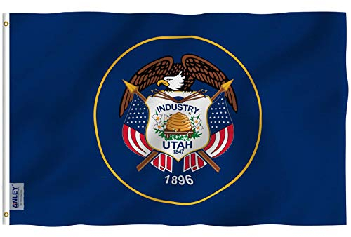 Anley Fly Breeze 3x5 Fuß Utah State Flagge - Lebendige Farbe und UV-beständig - Canvas Header und doppelt genäht - Utah UT Flags Polyester mit Messingösen 3 X 5 Ft