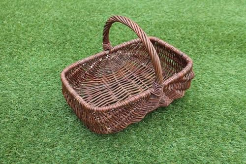 Erntekorb aus Weide Kartoffelkorb Einkaufskorb Weidenkorb Pilzkorb Weiden Blumenkorb (XL)