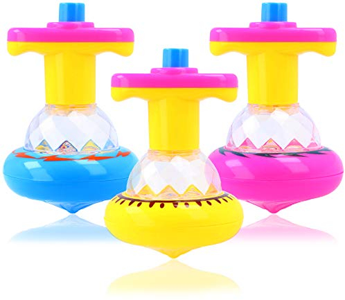 com-four® 3X Kreiselspiel mit Licht-Effekten - große Kreisel zum Spielen für Kinder [Auswahl variiert] (03 Stück - groß)