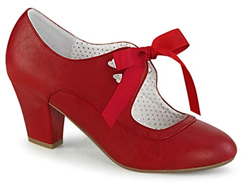 Pinup Couture Damen Mary Janes Pumps mit Schleife Wiggle-32 mattrot Gr.38 EU