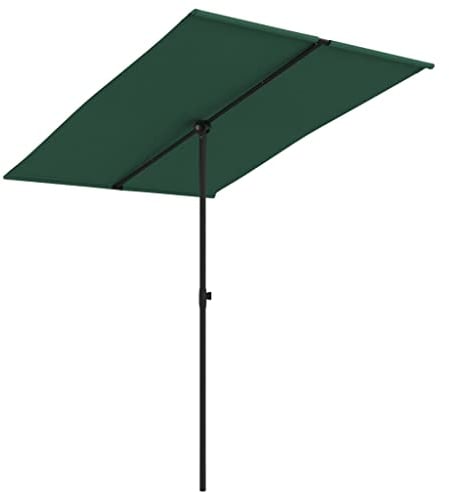 vidaXL Sombrilla de Jardín con Palo de Aluminio, Parasol Toldo, Refugio Solar, Paraguas para Playa Terraza Patio Exterior, Verde 2x1,5 m