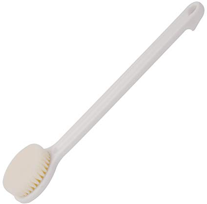 Zhurson Brosse pour le corps Dry and Bath (blanc), avec long manche, exfoliante, stimule la circulation sanguine, améliore le système lymphatique, accélère le métabolisme