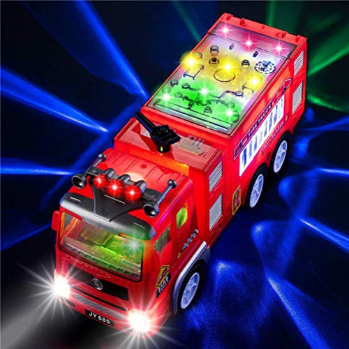 Zhongdawei Children's Fire Truck Electric Incandescent Fire Truck with Light Sound for Children Gift