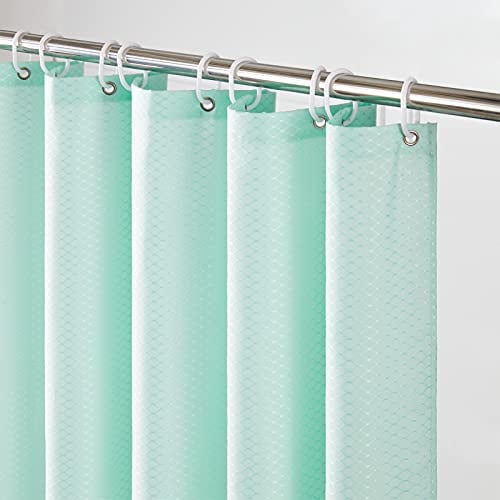 Furlinic Tenda Doccia AntiMuffa Tessuto Polyestere Impermeabile Pesante Vasca da Bagno Camper Esterno Tende Doccia Lavabile Verde 180x180cm con 12 Anelli Modello Waffle