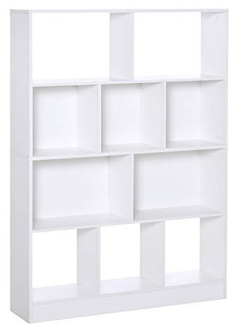 HOMCOM Bibliothèque étagère Meuble de Rangement 5 niches + 5 étagères Panneaux Particules Blanc