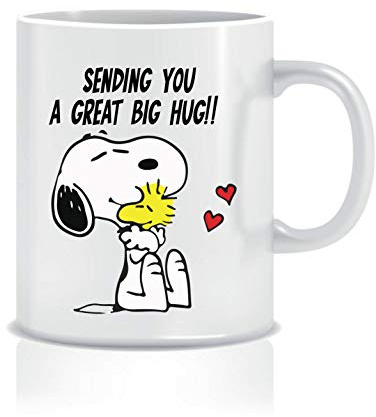 Cheeky Chops Mug Peanuts - Snoopy - Sending You a Great Big Hug Novelty Gift Mug CMUG30 White Mug Full Colour Print, 4N-0DON-CS0A