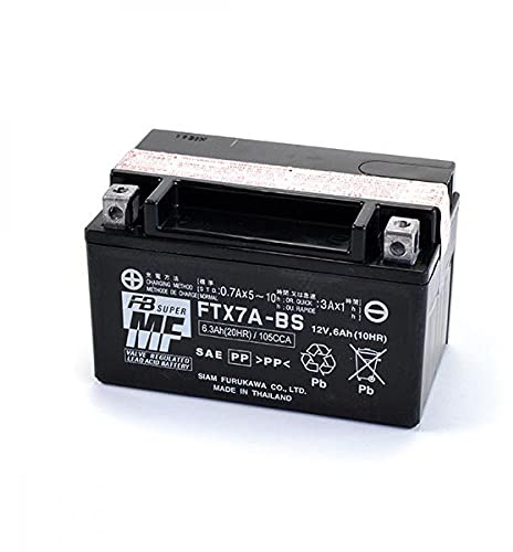 Batteria moto Furukawa FTX7A-BS (YTX7A-BS) - Senza manutenzione - 12 V 6 Ah - Dimensioni: 150 x 87 x 94 mm compatibile con KAWASAKI EX250 Ninja 250R 250 2012