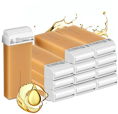 Kosmetex Warmwachspatronen Argan Wachs, Roll-On Wax Roller mit Rollkopf breit, Waxpatronen, 12x 100 ml