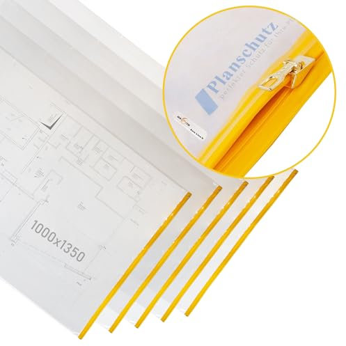Axis Line Planschutztaschen 1000 x 1350, DIN A0, DIN A1, DIN A2, DIN A3, 700 x 1200, 900 x 1400, 1000 x 1800 für Baupläne, Planschutzfolie, Planschutzhülle (1000 x 1350 5er Pack Sondergröße)