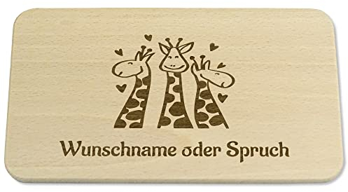 Kreativknoten Frühstücksbrettchen für Kinder personalisiert, Geschenkidee als Geburtstagsgeschenk oder Babygeschenk, Taufgeschenk. Ein nachhaltiges Geschenk aus Massivholz - Giraffe 2