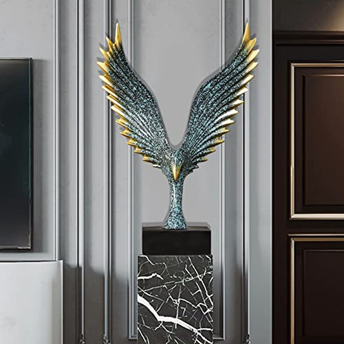 Yuecoom Nordic Wing Statue, Harz-Material, Flügelform, Skulptur, Statue, Ornamente, Moderne abstrakte Handwerks-Harzskulptur für die Wohnzimmerdekoration(Champagnerblau)