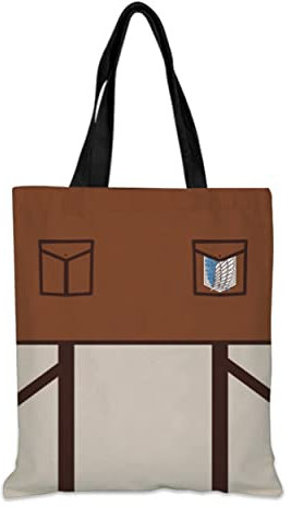 Roffatide Anime Attack on Titan Canvas Tragetasche für Teenager Mehrweg-Einkaufshandtasche Wings of Freedom Beiläufige Umhängetasche Survey Corps