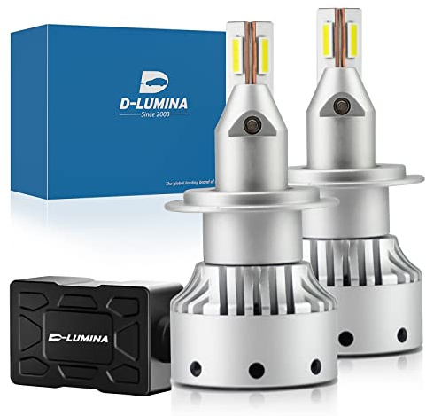 D-Lumina H7 LED Headlight Bulb Projector Canbus Error Free 120W 20000LM Auto Car Lamp Lights Conversion Bulb Light 6000K white,Standard beam for headlight with lens - 2 piece