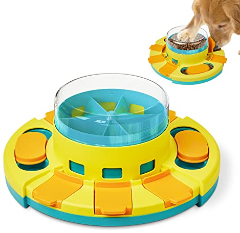 Potaroma Hunde-Puzzle-Spielzeug, 2 Ebenen, langsamer Feeder, Hundefutter Leckerli-Fütterspielzeug für IQ-Training, Hundeunterhaltungsspielzeug für alle Rassen, 10,7 cm Höhe