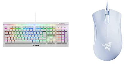 Sharkoon Skiller Mech SGK3 Mechanische Gaming Tastatur weiß & Razer DeathAdder Essential (2021) - Essentielle Gaming-Maus mit optischem 6.400-DPI-Sensor (Optischer Sensor mit echten 6.400 DPI) Weiß