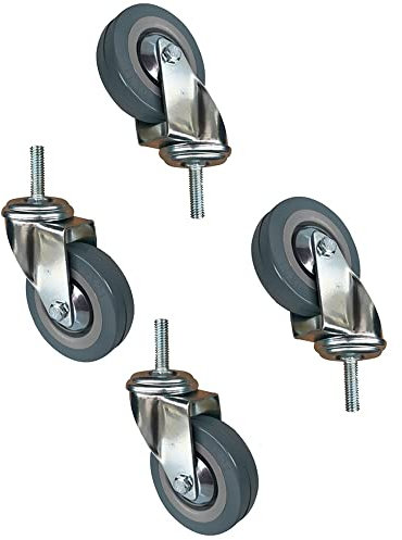 FREAZE 4 Schwerlastrollen 240kg/350kg, M10/M12 Lenkrollen Mit Gewinde Transportrollen Mit Stengel Möbelrollen Mit Bremse, 75mm Räder Für Palettenmöbel (Color : 4swivel, Size : 3in-M12)