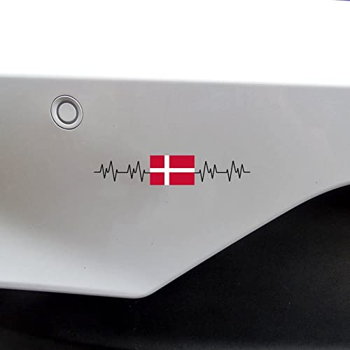 Yelolyio Dänemark-Flagge, Herzschlag, Auto-Aufkleber, Dänemark-Aufkleber, Autoaufkleber, Stoßstangen-Aufkleber für Autos, lustiger Vinyl-Aufkleber, LKW, Fenster, Laptop, Aufkleber, 38,1 cm (15 Zoll)