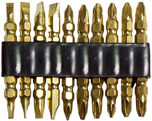 9pc Gold Double Ended Screw Bit Set Assorted Pozi & Flat Power Bits Screwdriver