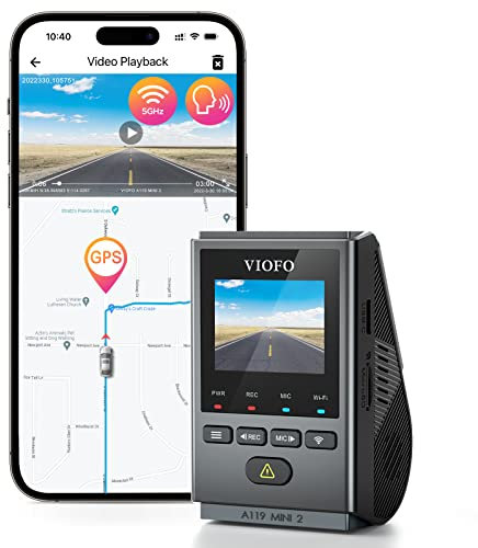 VIOFO Mini Dash Cam A119 MINI 2, STARVIS 2 IMX675 Sensor, 2K 60fps Voice Control Front Car Dash Camera with 5GHz Wi-Fi GPS, HDR Night Vision, 24H Buffer Parking Mode, Supercapacitor, Support 512GB Max