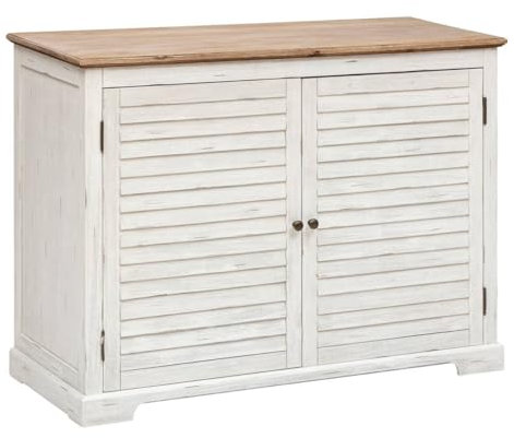 Atmosphera - 2-türiges Sideboard Olbia Metall & Akazie - 110x45 cm - 2 Türen - Weiß