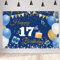 17. Geburtstag Deko Junge Mädchen, 17 Geburtstag Banner Blau Stoff Schild Plakat Hintergrund Banner Junge Geburtstagsfeier Deko