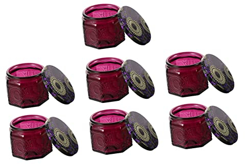 CIMAXIC 7 Piezas Portavelas De Cristal Decoración Recipiente De Vela Transparente Mini Comida Contenedores De Almacenamiento Con Tapas Velas Negras Vidrio Púrpura Masón Flor De Sol