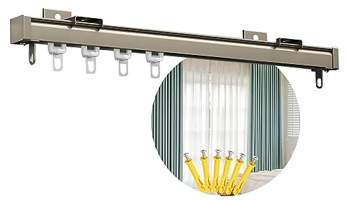 whalebee Gardinen Schienensystem Schienensystem Aluminiumlegierung Mit Schalldämpfendem Streifen Gardinenstange Wandmontage Weiß/schwarz/Champagner 0.5-6m Abriebfest Quadrat Vorhangstange