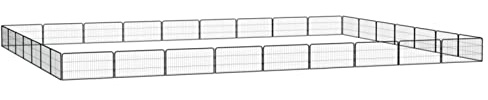 CIADAZ Hundekäfig, 32 Paneele, pulverbeschichteter Stahl, Laufstall für Hunde, Laufstall, Kaninchenstall, Hundegehege, Zaun für Hunde, Schwarz, 100 x 50 cm