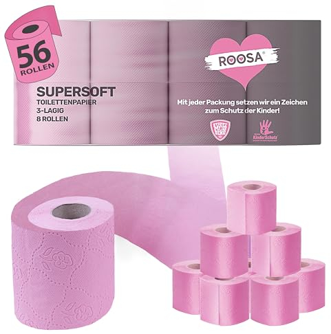 ROOSA® Toilettenpapier 56er Pack | supersoft rosa | 3lagig 130 Blatt | Tiktok Star Beat Mörker | Klopapierkönig (56x rosa)