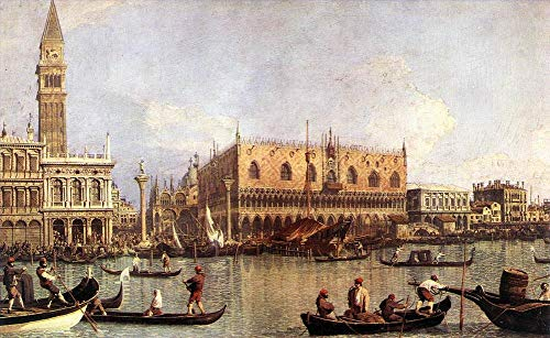Toperfect Ölgemälde handgefertigt €50-2000 von Lehrern der Kunstakademien Wanddekoration, 28 venezianische Wandgemälde auf Leinwand, Palazzo Ducale und die Piazza di San Marco Canaletto in Venedig –1