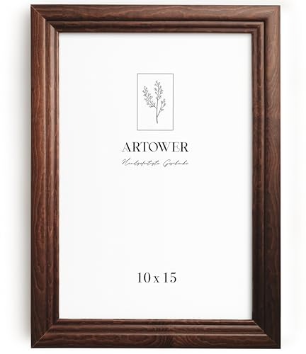 Artower® Bilderrahmen Vintage Braun Holz Rahmen für 10 x 15 cm | Posterrahmen Groß Collage | Picture Frame Vintage Brown Wood 10x15 cm | Retro Schmal Bilderrahmen | Braun Poster Rahmen