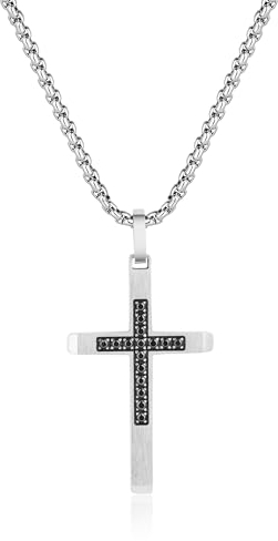GAVU Collana con Croce da Uomo in Argento con Ciondolo Croce Cristiana Gioielli per Uomini e Donne 50cm