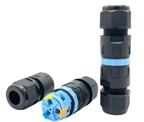 L4F Connettore per cavo impermeabile IP68 per uso esterno, 3 pin, protezione per cavi di diametro Ø5-9 mm, Ø9-12 mm, confezione da 2 pezzi