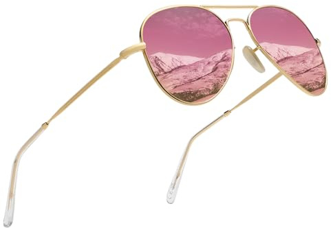 KINGSEVEN Classic Polarized Sunglasses for Women Men Driving Fishing Sun Glasses UV Protection LS17-A1 (Gold pink)