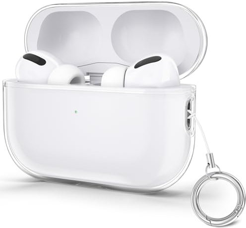 YLK Trasparente Custodie per AirPods Pro 2 Cover, Silicone Custodia Antiurto Accessori per Airpods Pro 2 Generazione, con Moschettone (Trasparente)