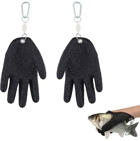 NQEUEPN 2 Stück Angelhandschuhe für Männer, Professionelle Fanghandschuhe mit Magnetverschluss rutschfeste Durchstichfeste Fischhandschuhe zum Fangen Handhaben und Reinigen