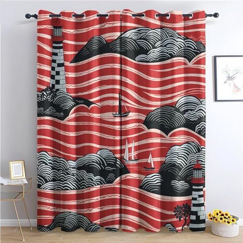 MLUNKQAIL Vorhang Blickdicht Streifen Gardinen Wolken Verdunkelungsvorhang Schlafzimmer Fensterdekoration Thermo, für Gardinen Wohnzimmer Kinderzimmer 140X160cm (BxH)