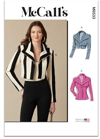 MCCALLS Sewing Patten M8533K5 Misses' Boleros and Jacket K5 (8-10-12-14-16)