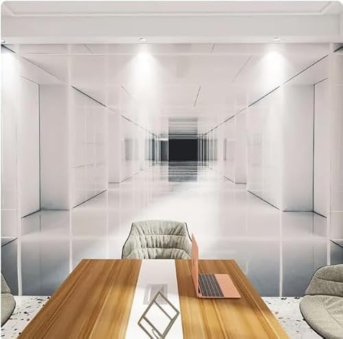 Tzxztt Geometrische Architektur Mit Erweitertem Raum Moderne 3D Tapete Geprägte Seide Neutrale Töne Material Ideal Für Wohnzimmer Schlafzimmer-200cm×140cm