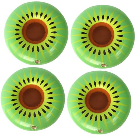 PRETYZOOM Inflatable Beer Tray Set 4 Kiwi Cup Holders Pump Pvc Water Beverage Ice Bucket for Parties Portable Float for Pool and Garden Use